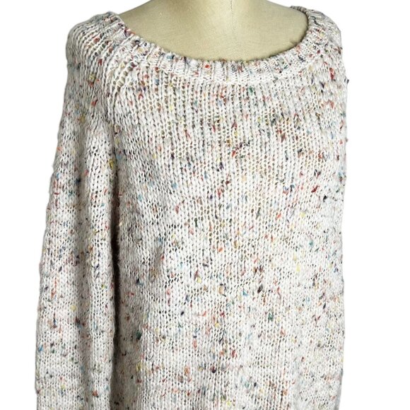 Dreamers Sweater Womens Size M/L Cream Multicolor Speckled Scoop Neck - Picture 1 of 5